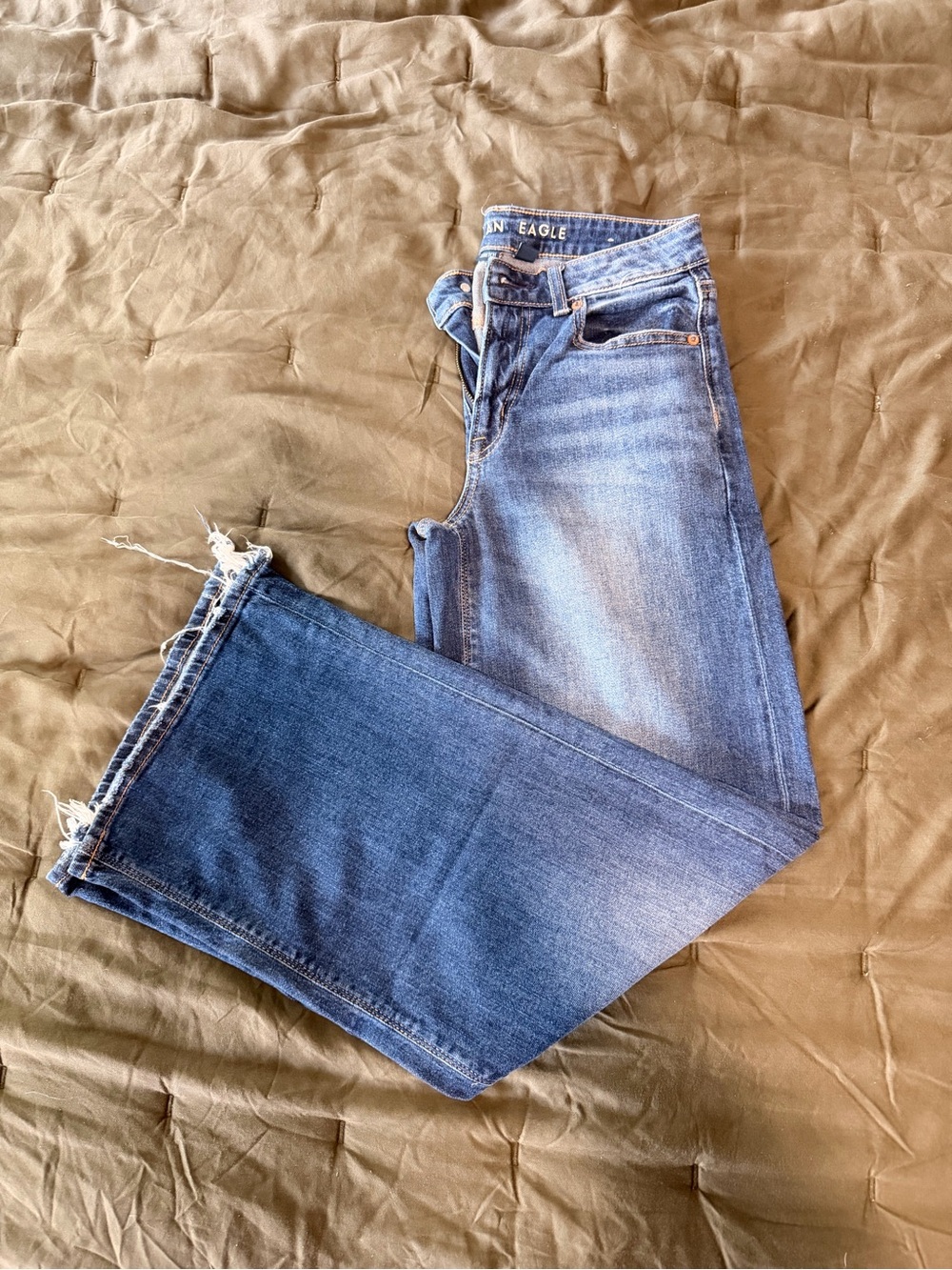 American Eagle Dark Blue Low-Rise Baggy Wide Leg Jeans